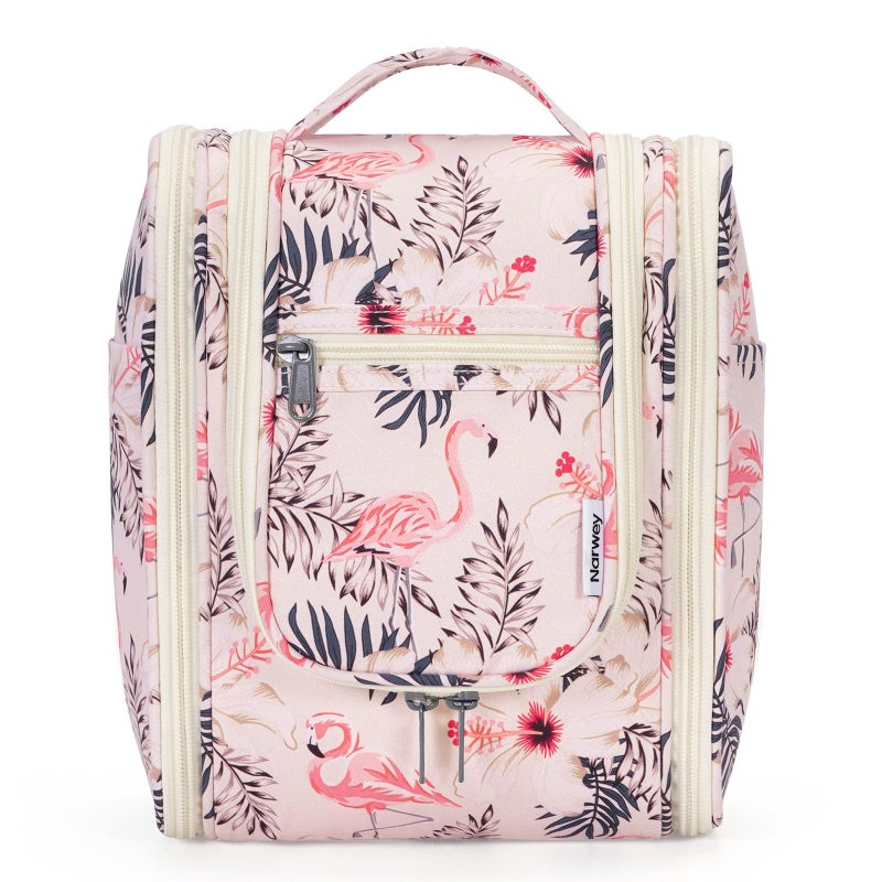 Narwey Small Hanging Toiletry Bag Women Travel Makeup Bag Organizer Toiletries Bag for Travel Size Essentials Accessories CosmeticsMedium Beige Bird